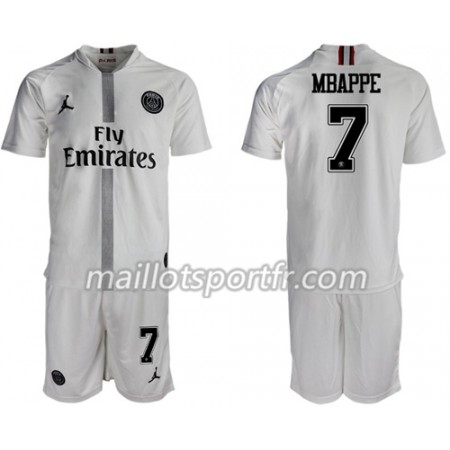 Maillot de Foot Paris Saint Germain Mbappe 7 Jordan Blanc Enfant Troisieme 2018/19